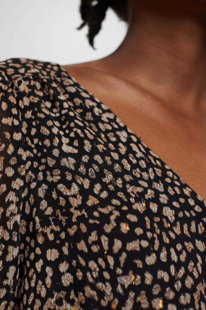 Chiffon jurk met print en glittereffect, BLACK, detail image number 3