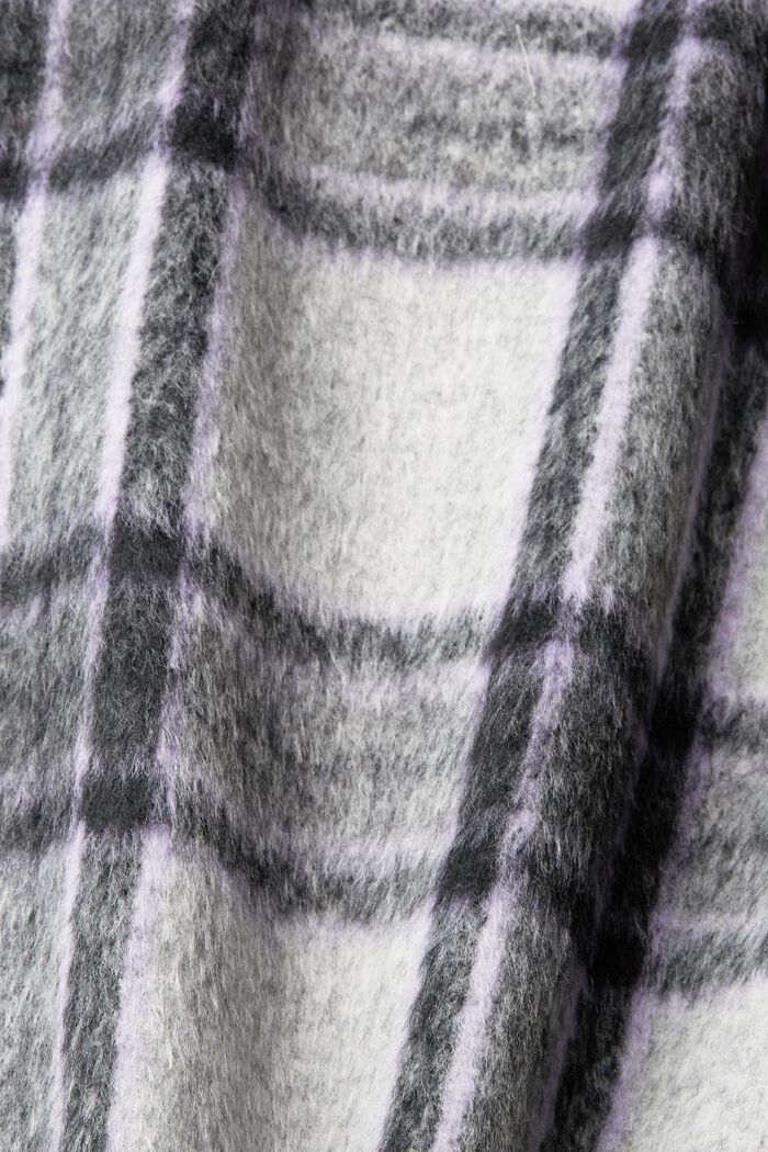 Harige geruite jas, wolmix, ANTHRACITE, detail image number 5