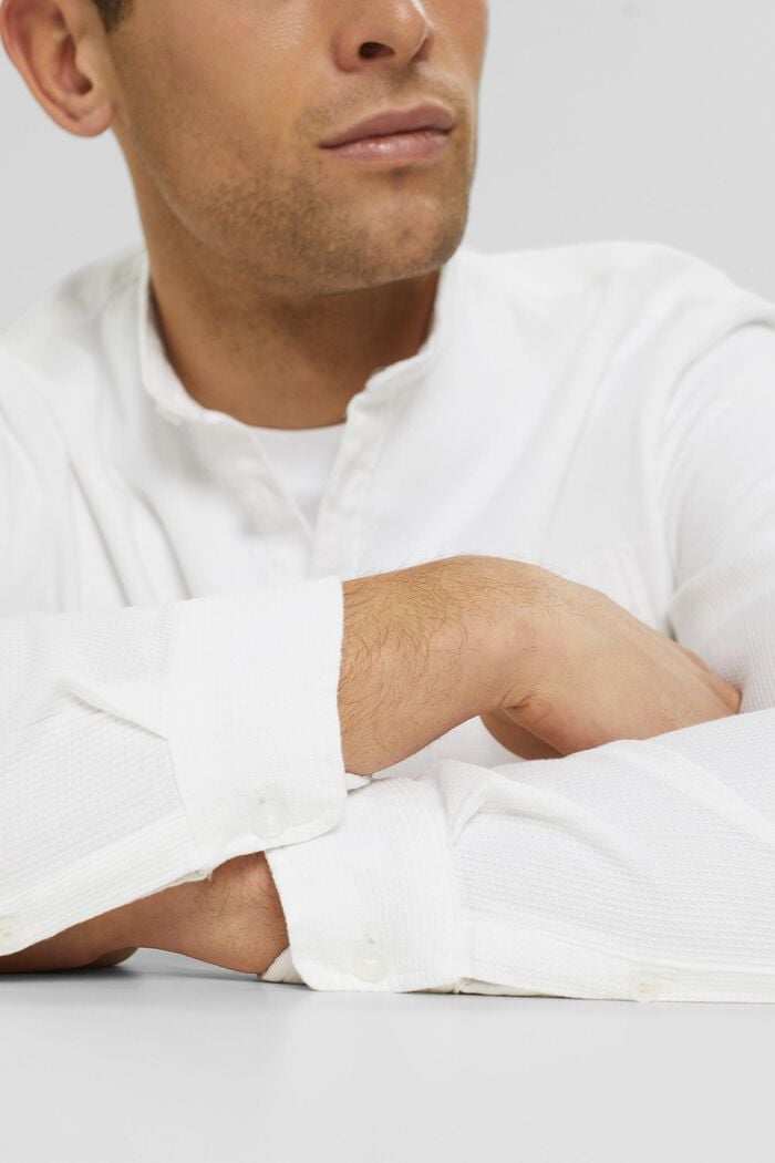 Overhemd van katoen met opstaande kraag, WHITE, detail image number 5