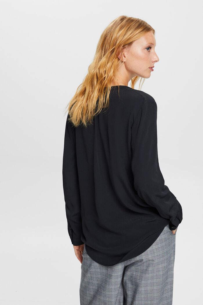 Basic blouse met V-hals, BLACK, detail image number 3