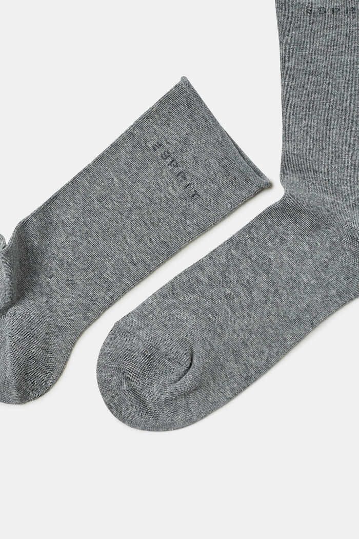 Set van 2 paar sokken met rolrandjes, organic cotton, LIGHT GREY MELANGE, detail image number 1