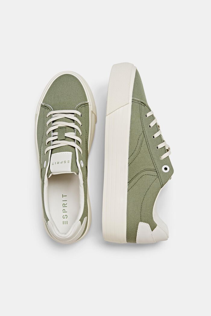 Canvas sneakers met plateauzool, KHAKI GREEN, detail image number 5