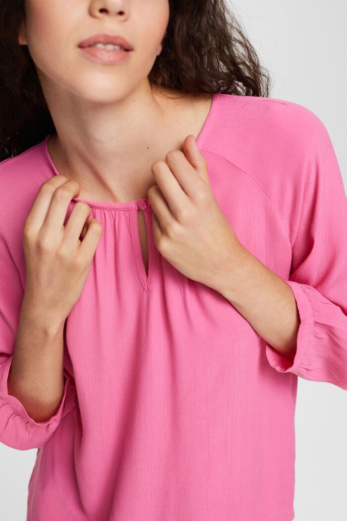 Soepele blouse met 3/4-mouwen, PINK, detail image number 3