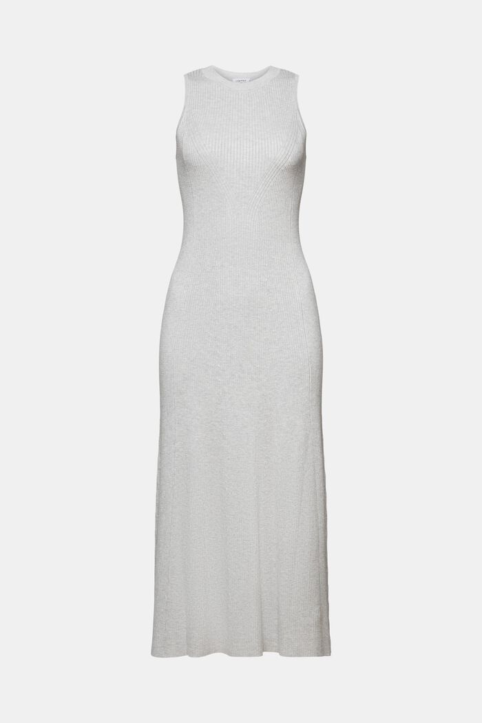 Mouwloze geribde midi-jurk, LIGHT GREY, detail image number 5