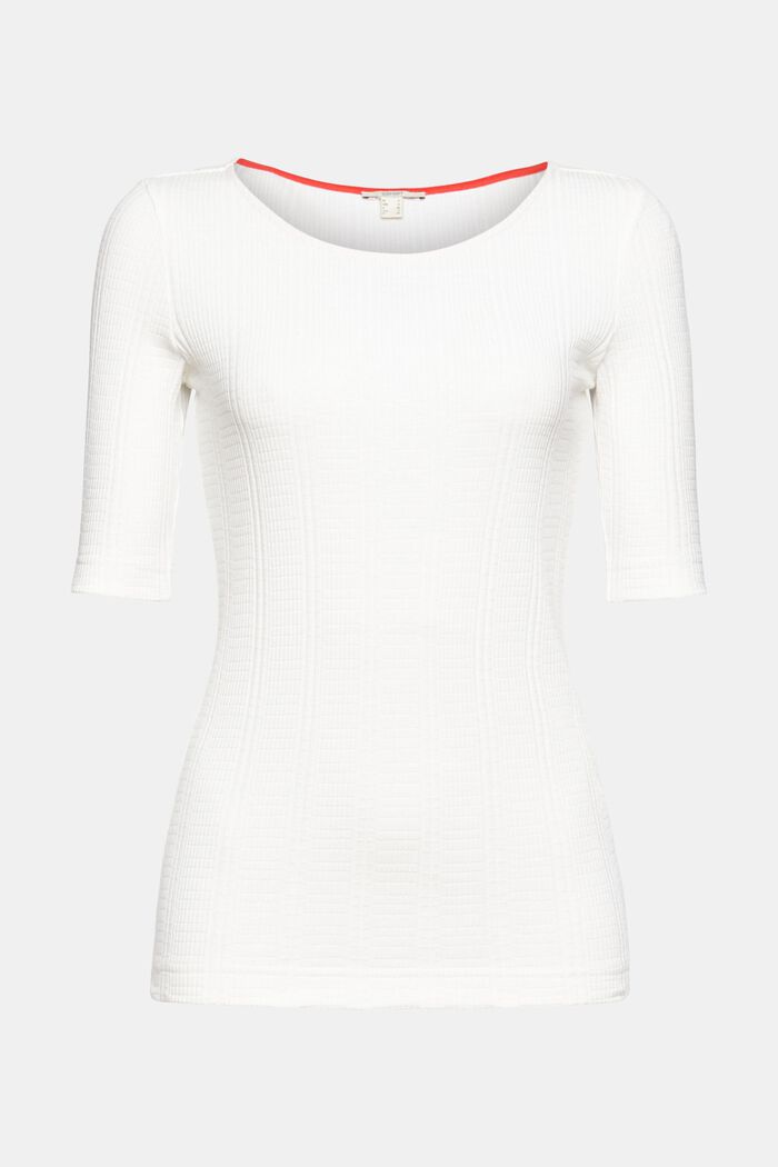 Katoenen shirt met structuur, OFF WHITE, overview