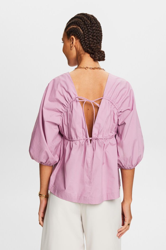 Popeline blouse met blousonmouwen, MAUVE, detail image number 2