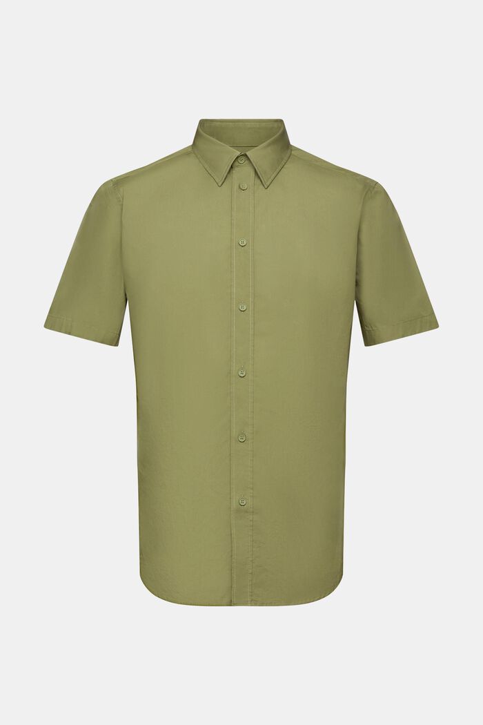 Shirt van katoen-popeline met korte mouwen, LIGHT KHAKI, detail image number 6