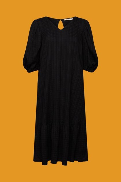 Gestructureerde midi-jurk, BLACK, overview