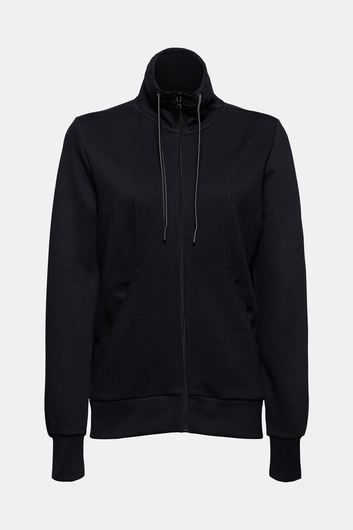 Sweatshirt met rits, katoenmix, BLACK, detail image number 0