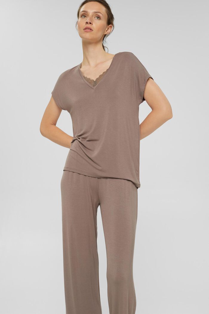 Jersey pyjama van LENZING™ ECOVERO™, TAUPE, detail image number 1