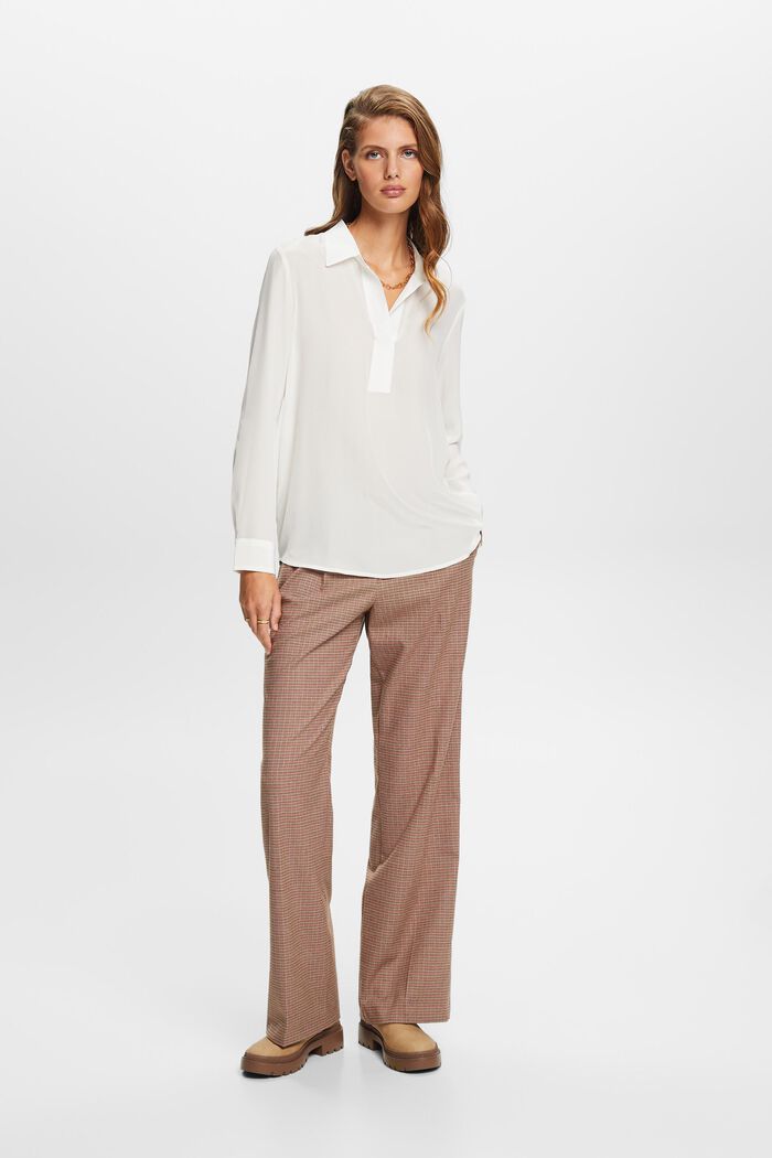 Zijden blouse met V-hals, OFF WHITE, detail image number 4