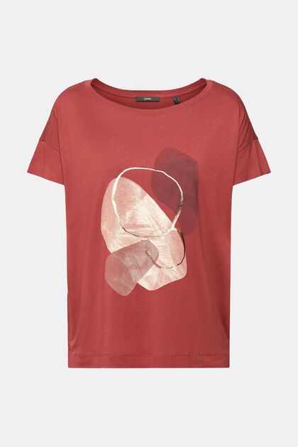T-shirt met metallic print, LENZING™ ECOVERO™