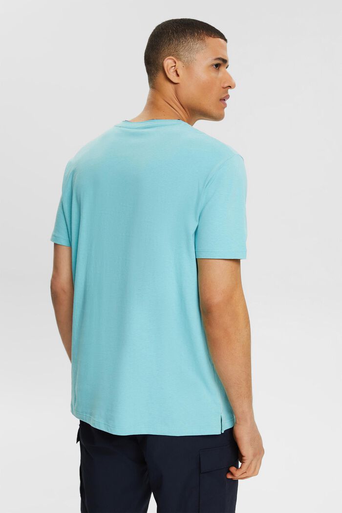 Met linnen: jersey T-shirt met borstzak, LIGHT TURQUOISE, detail image number 3