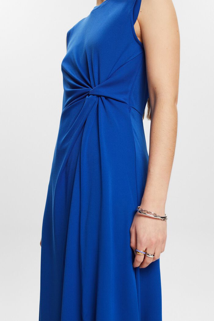Geknoopte midi-jurk van crêpe, BRIGHT BLUE, detail image number 3