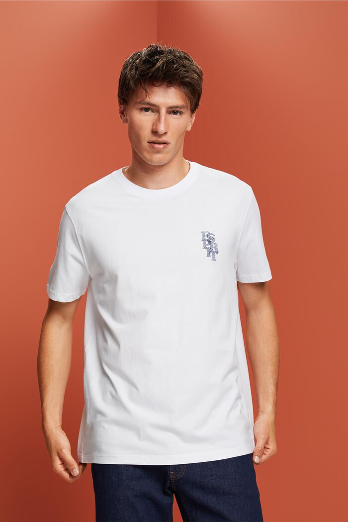 T-shirt met logo, 100% katoen, WHITE, detail image number 0