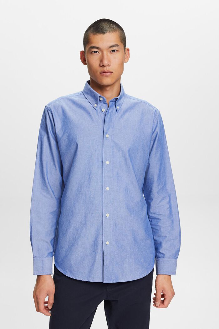 Buttondown-overhemd van katoen-popeline, BRIGHT BLUE, detail image number 0