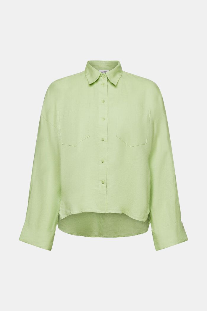 Katoen-linnen overhemdblouse, LIGHT GREEN, detail image number 7