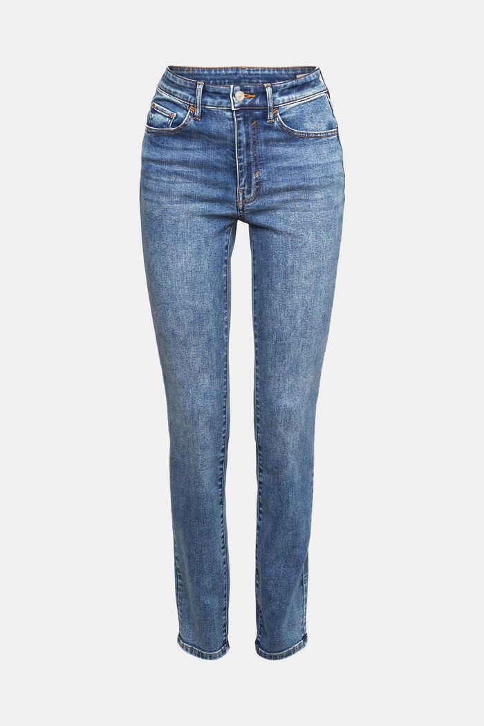 High rise skinny jeans met stonewash effect, BLUE MEDIUM WASHED, detail image number 8