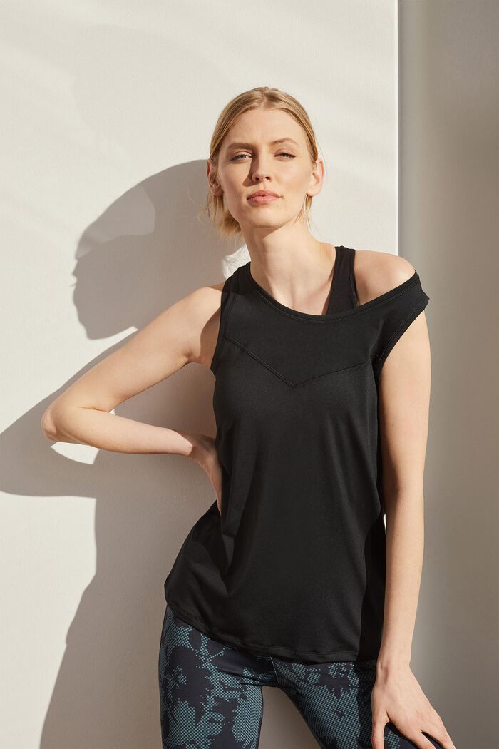 Gerecycled: Active top met E-DRY, BLACK, overview