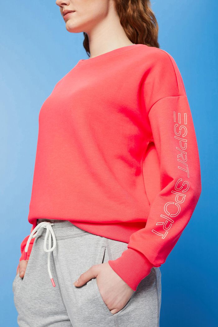 Gerecycled: sportief sweatshirt, CORAL, detail image number 2