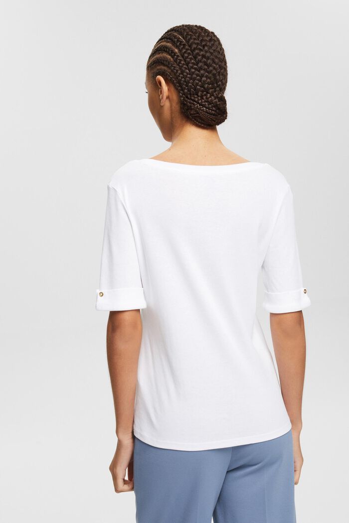 T-shirt van biologisch katoen met vaste omslag, WHITE, detail image number 3