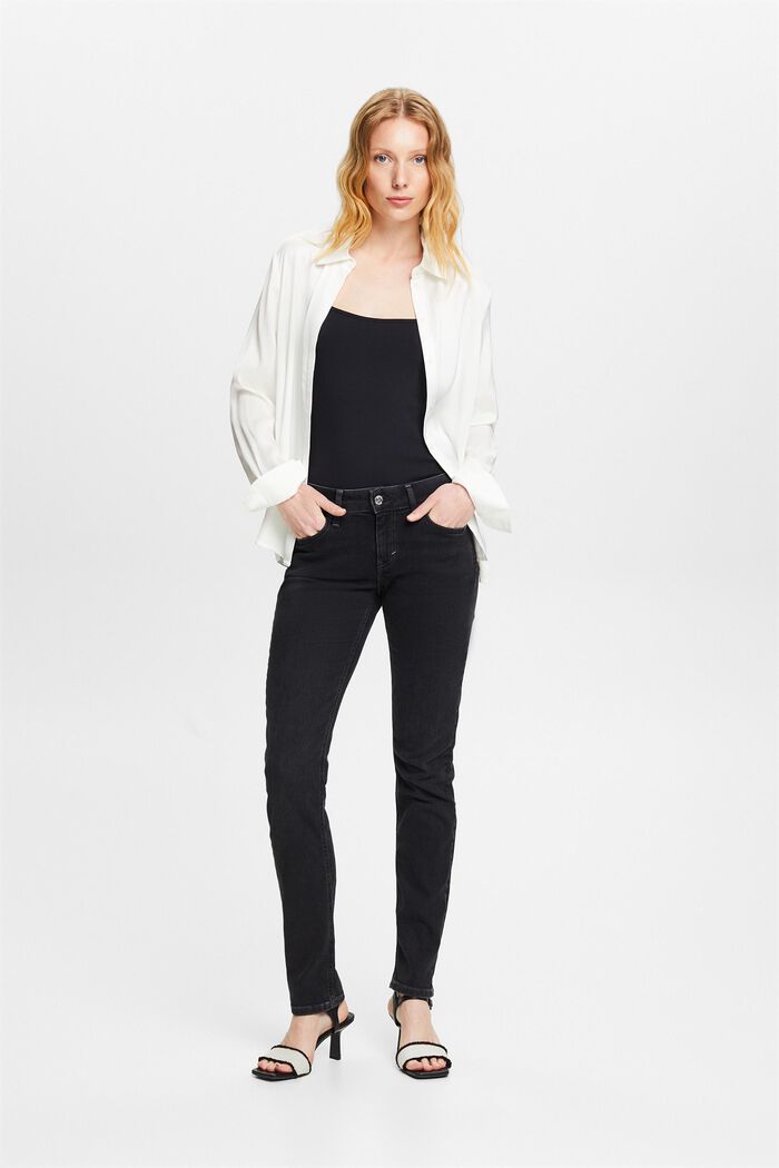 Slim fit jeans met middelhoge taille, BLACK RINSE, detail image number 1