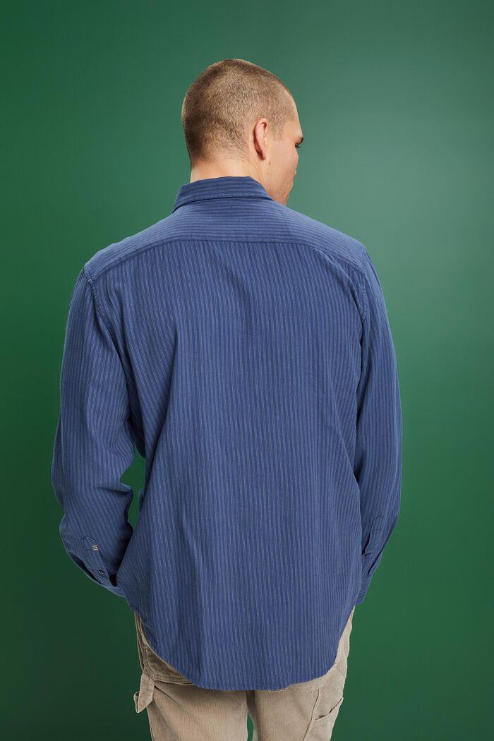 Flanellen overhemd met krijtstrepen, GREY BLUE, detail image number 3