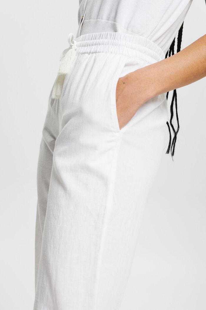 Met linnen: broek met wijde pijpen, WHITE, detail image number 2