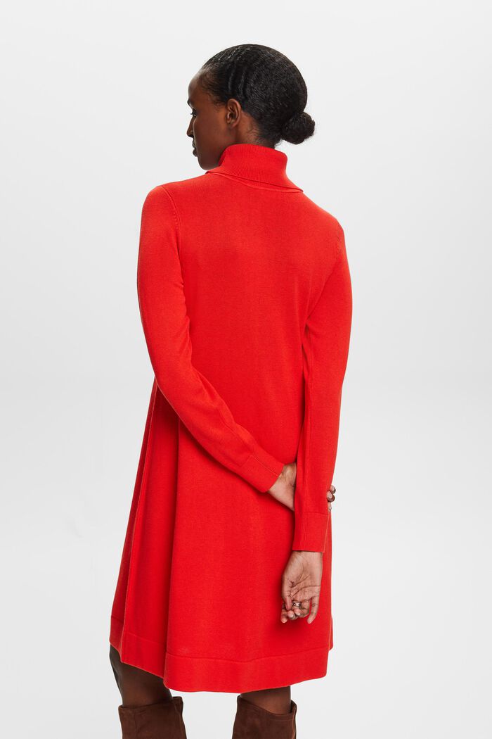 Gebreide mini-jurk met turtleneck, RED, detail image number 4
