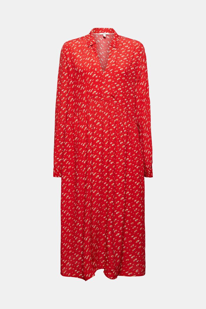 Gebloemde midi-jurk van LENZING™ ECOVERO™, RED, detail image number 6