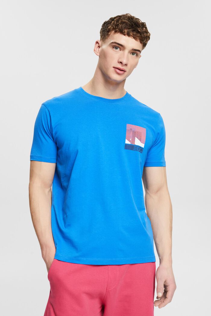 Jersey T-shirt met grote print op de op de voorkant, BRIGHT BLUE, detail image number 0