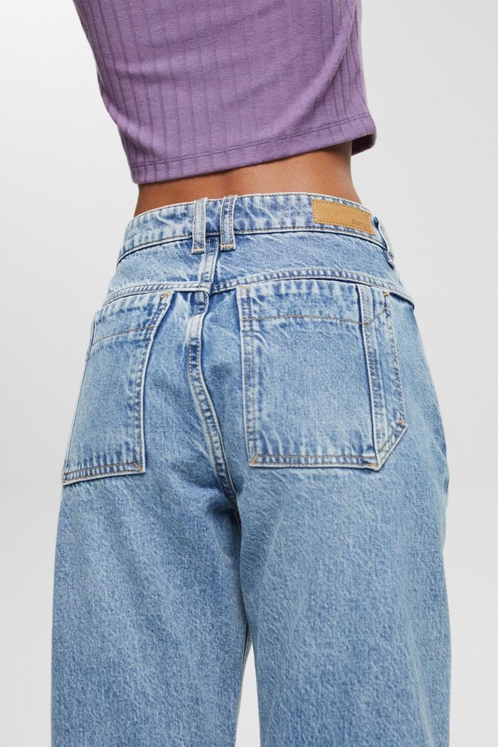 Dad jeans met hoge taille, BLUE LIGHT WASHED, detail image number 4