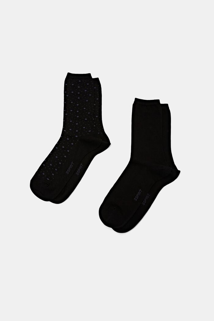 Set van 2 paar sokken, biologisch katoen, BLACK, overview