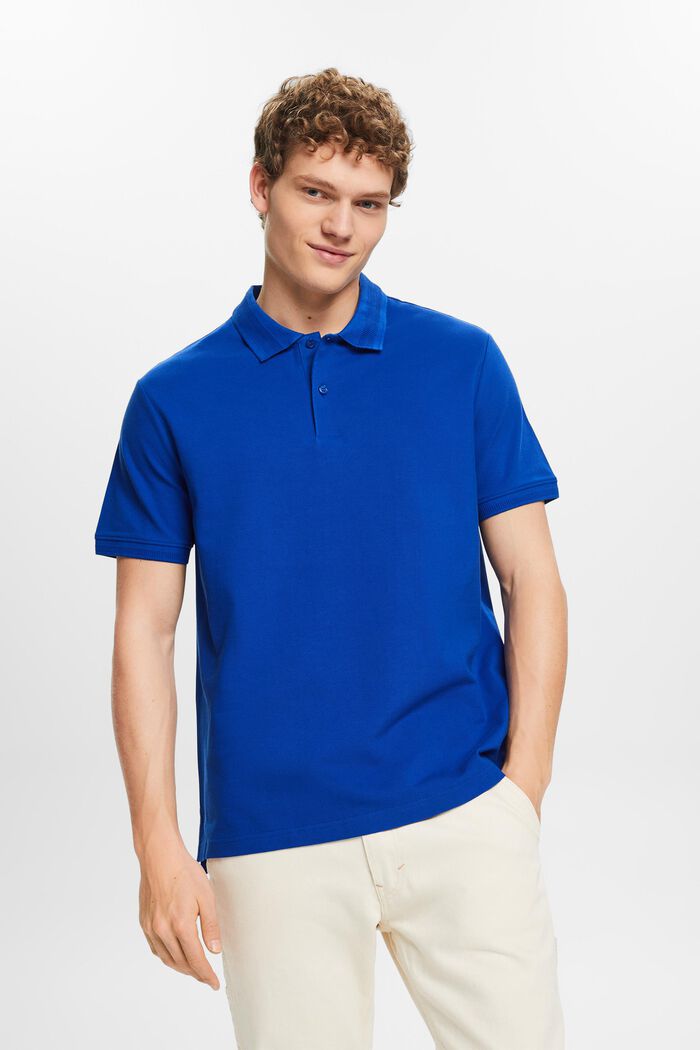Poloshirt van katoen-piqué, BRIGHT BLUE, detail image number 0