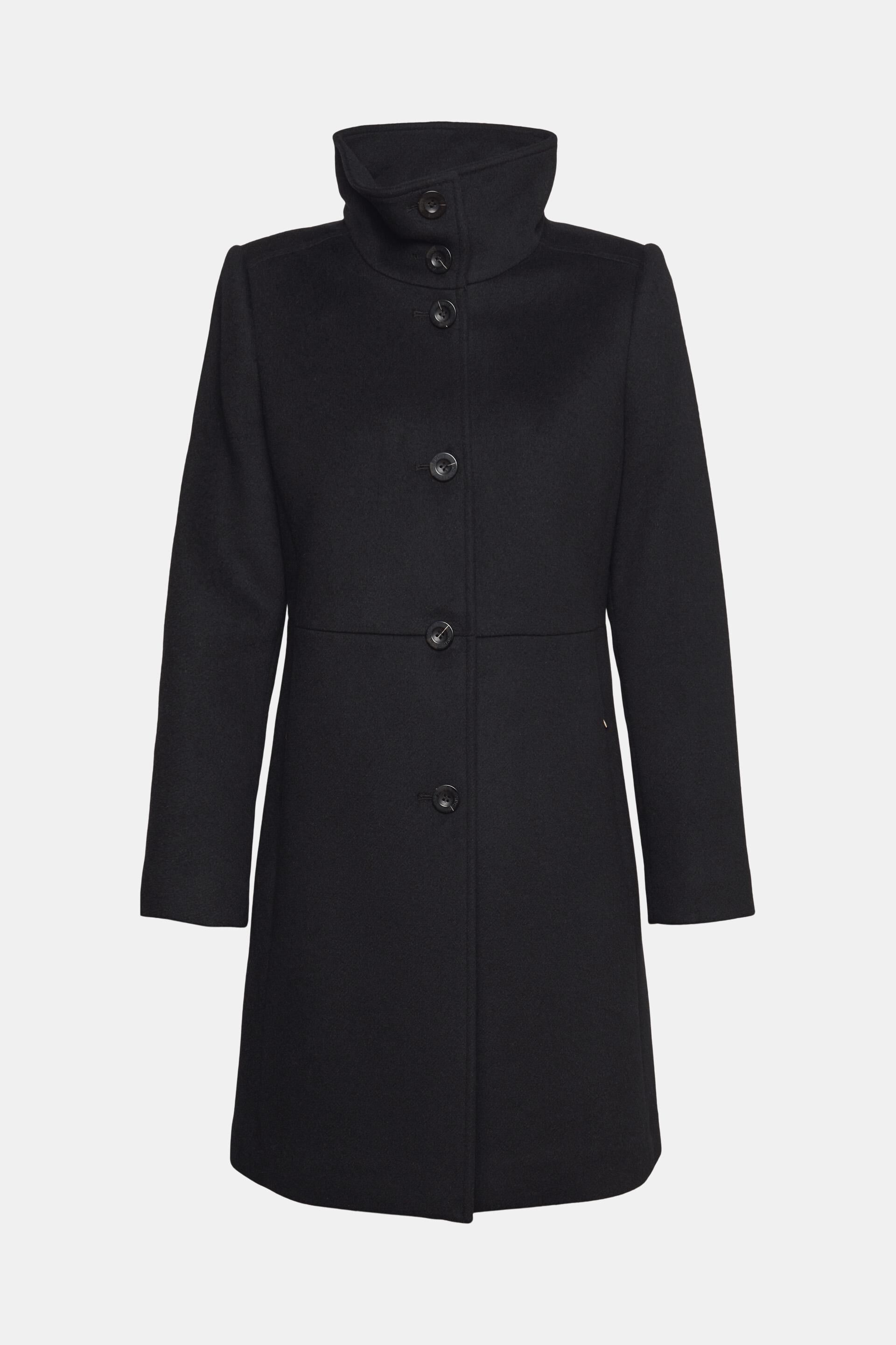 Zwart Mantel met wol