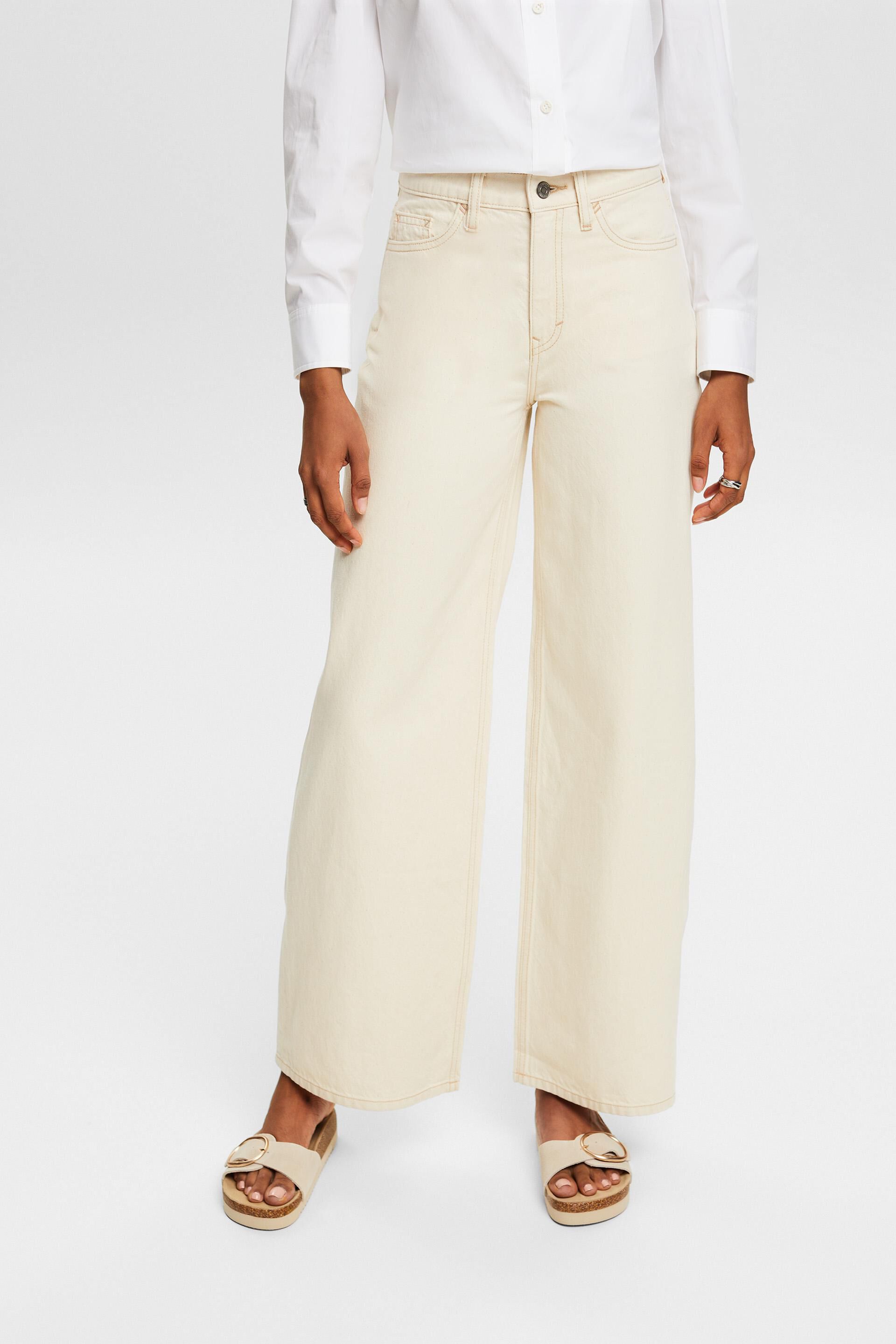 Wit Retro jeans met hoge taille en wijde pijpen