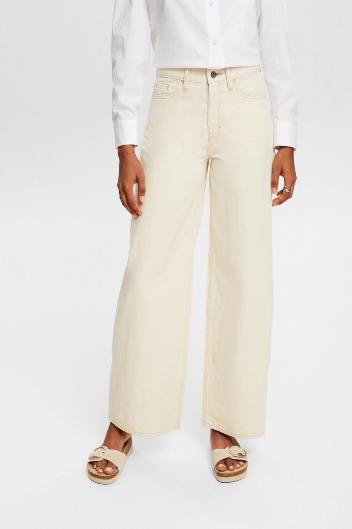 Retro jeans met hoge taille en wijde pijpen, OFF WHITE, detail image number 0