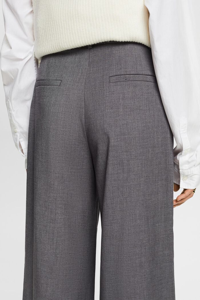 Geplisseerde broek met wijde pijpen en hoge taille, MEDIUM GREY, detail image number 2