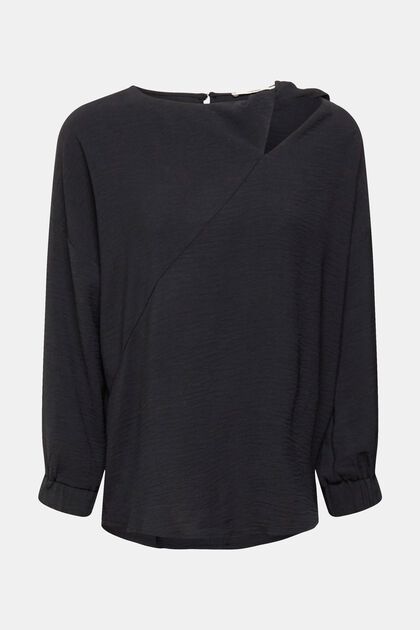 Blouse met cut-out, BLACK, overview