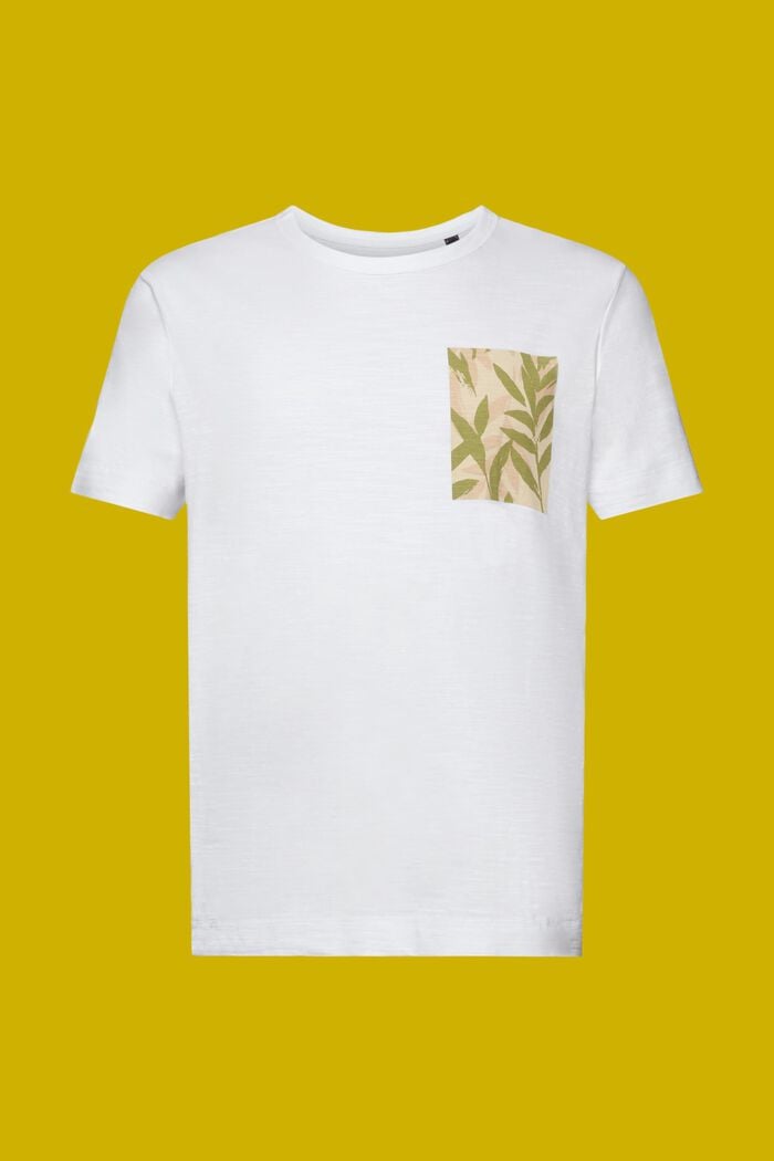 Jersey T-shirt met print op de borst, 100% katoen, WHITE, detail image number 6