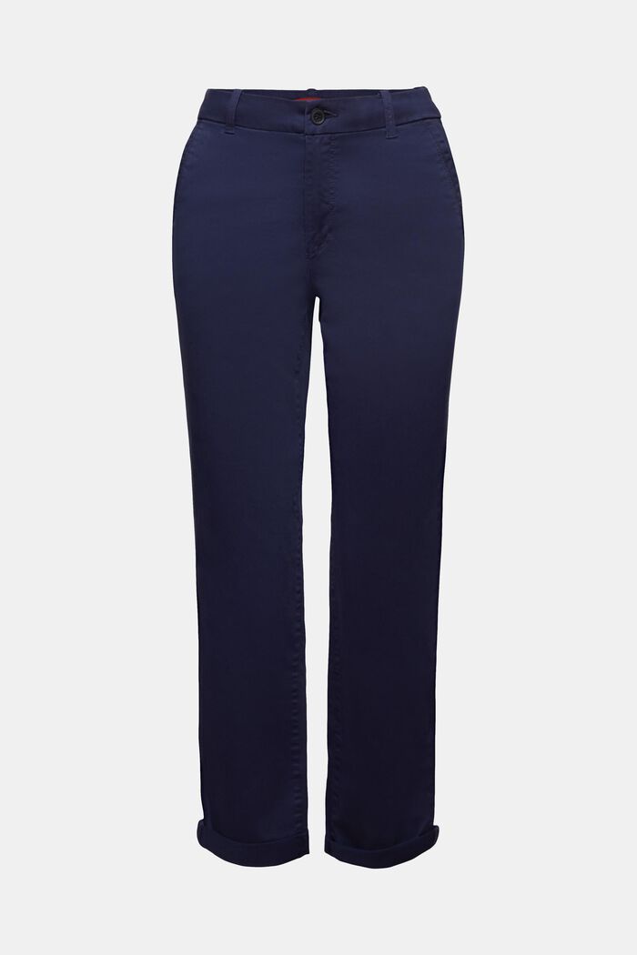 Straight fit chino broek met middelhoge taille, DARK BLUE, detail image number 7