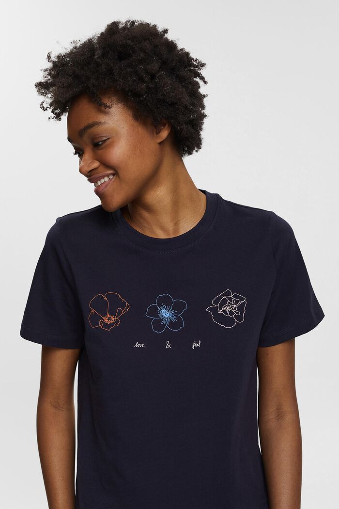 T-shirt met print, 100% biologisch katoen, NAVY, detail image number 5