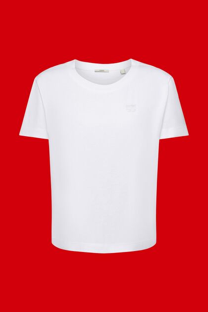 Katoenen T-shirt met logoprint, WHITE, overview
