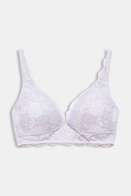 Gerecycled: kanten push-up-bh zonder beugels, LAVENDER, overview
