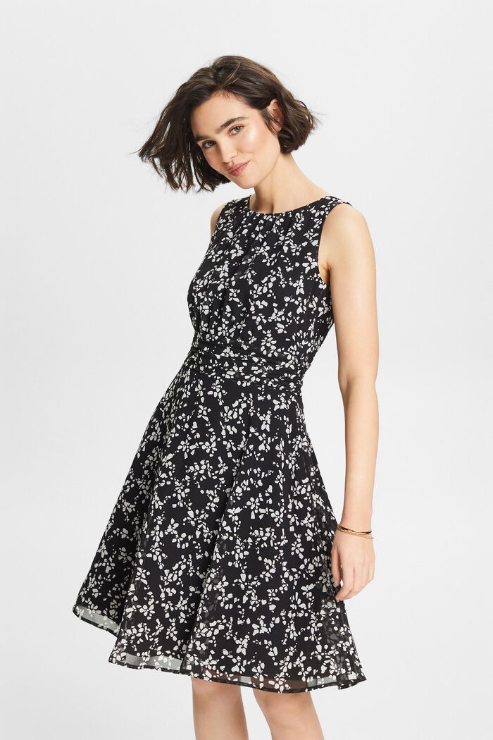 Chiffon jurk met print, BLACK, detail image number 4