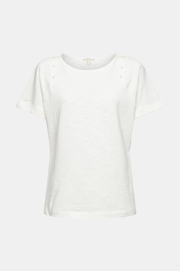 T-shirt met knopen, 100% katoen, OFF WHITE, overview