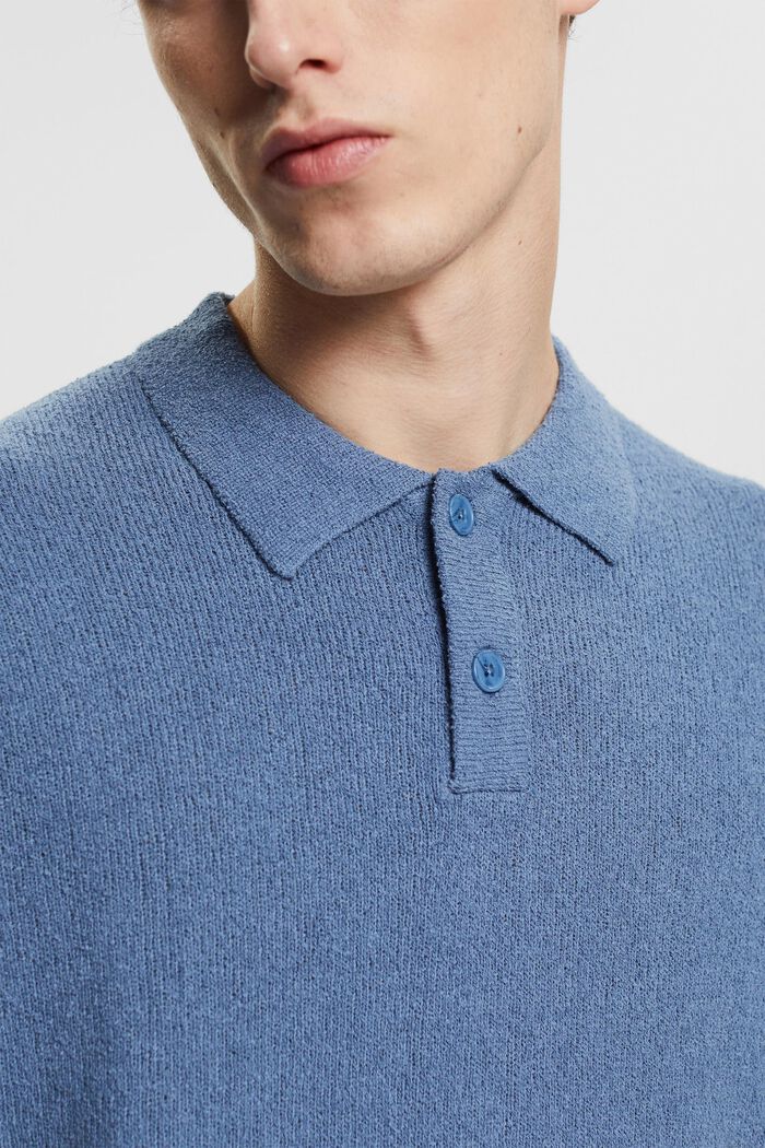 Poloshirt met bouclé-look, GREY BLUE, detail image number 2