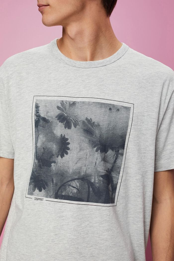 T-shirt van een katoenmix met viscose en print, LIGHT GREY, detail image number 2