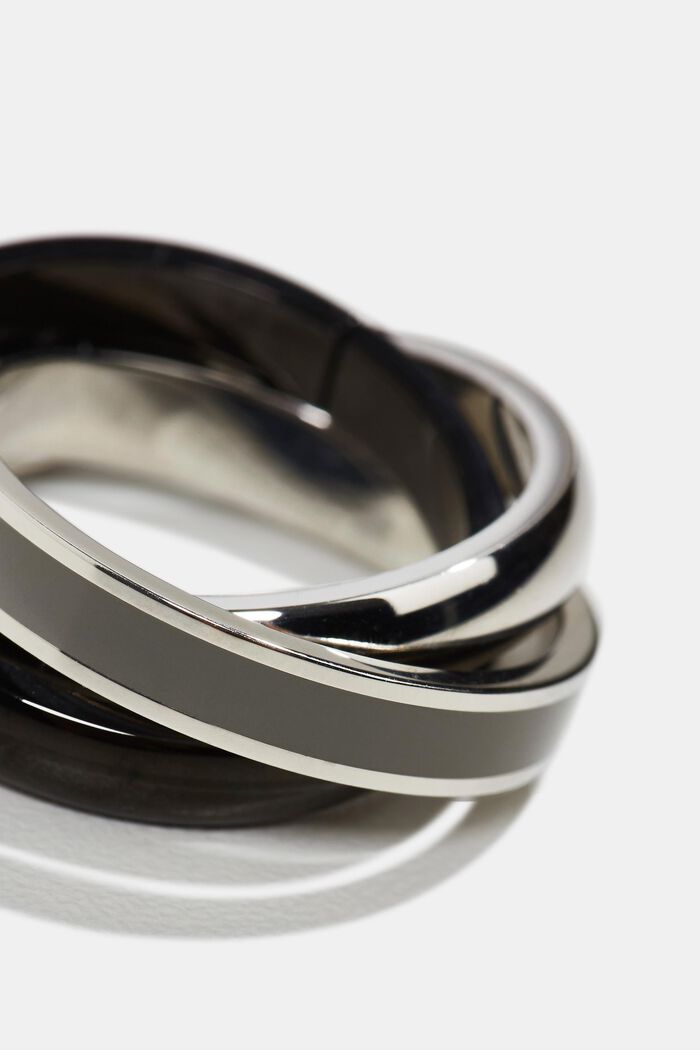 Driedelige ring van edelstaal, DARK GREY, detail image number 1