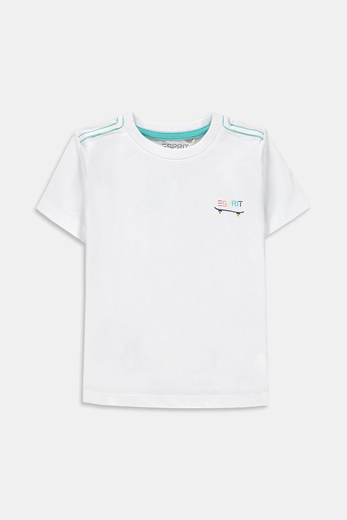 T-shirt met skateprint, 100% katoen, WHITE, overview